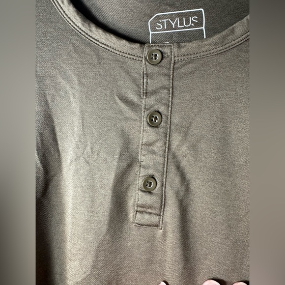 Olive green men lightweight polyester pullover men shirt size m - Picture 6 of 8